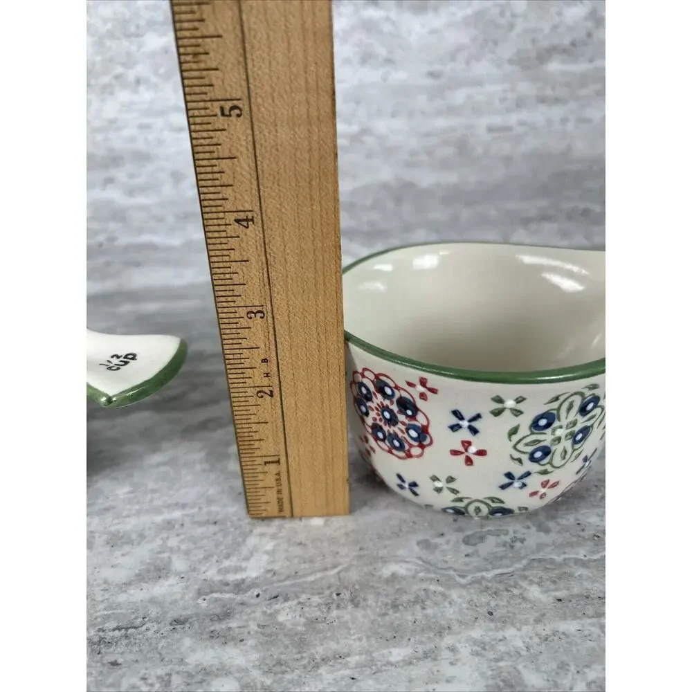 TWO Stoneware Measuring cups (1/2 cup, 1 cup) Pfaltzgraff Stoneware Floral‎